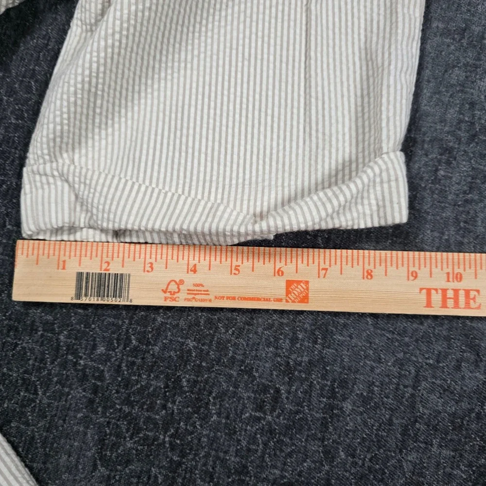 Polo Ralph Lauren Mens 40x31 Seersucker Pleated Pants Tan White Striped Cotton